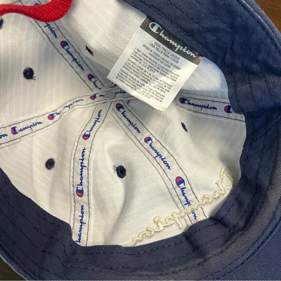 Champion Embroidered Striped Women's Baseball Hat Cap Blue White OS - Picture 5 of 7